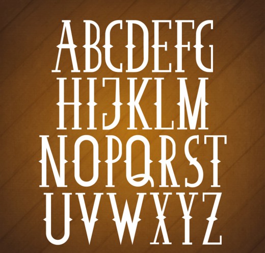 26个复古大写英文字母设计矢量图普贤居素材网精选