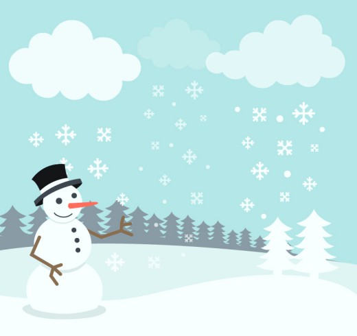 白色雪原圣诞雪人矢量素材16设计网精选