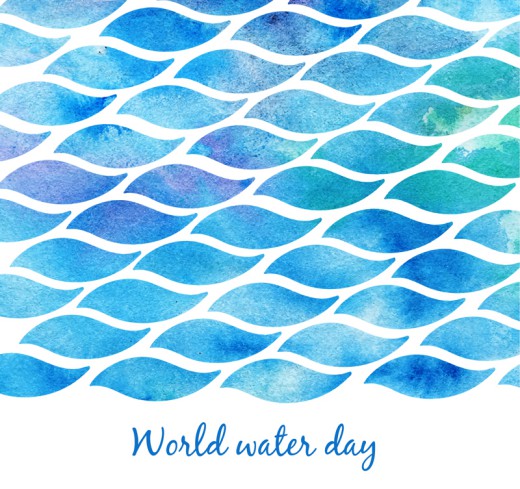水彩波纹世界水日贺卡矢量素材16设计网精选
