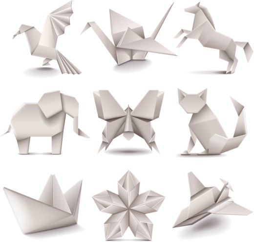 9款白色折纸设计矢量素材16素材网精选