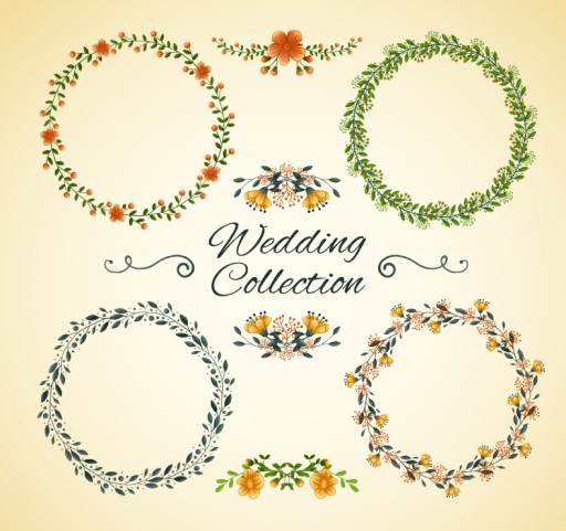 8款婚礼花环与装饰花矢量素材16图