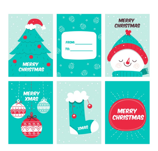 6款蓝色圣诞节卡片矢量素材16素材