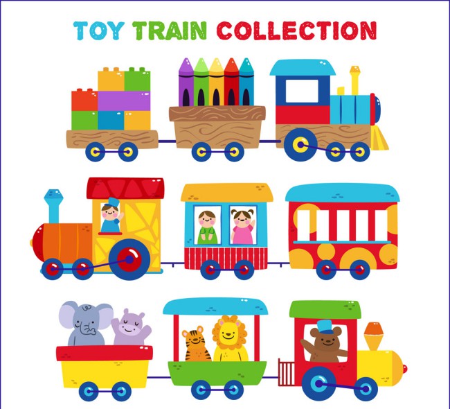 3款可爱玩具火车矢量素材素材中国网精选