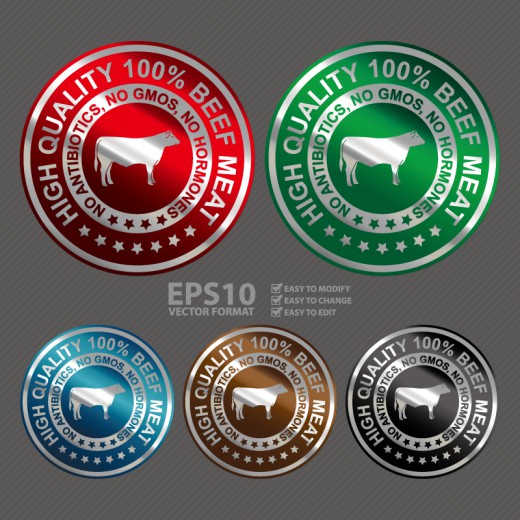 5款精美牛肉产品商标矢量素材普贤居素材网精选