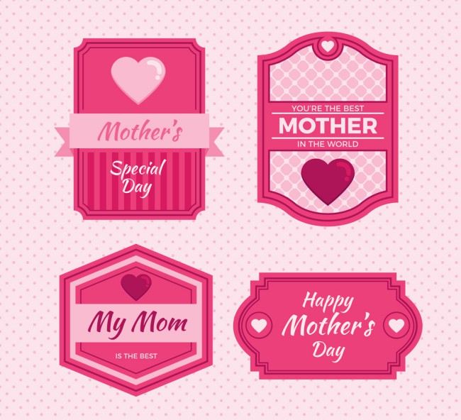 4款粉色母亲节快乐标签矢量图16图库网精选