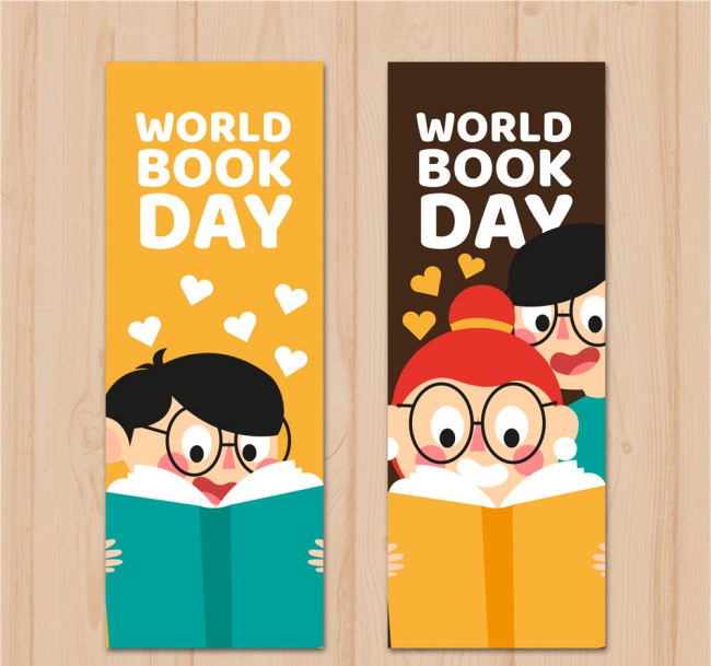 2款创意世界图书日读书的孩子banner矢量图普贤居素材网精选