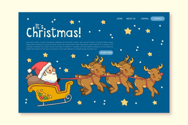 可爱圣诞雪橇网站登陆页矢量素材16图库网精选