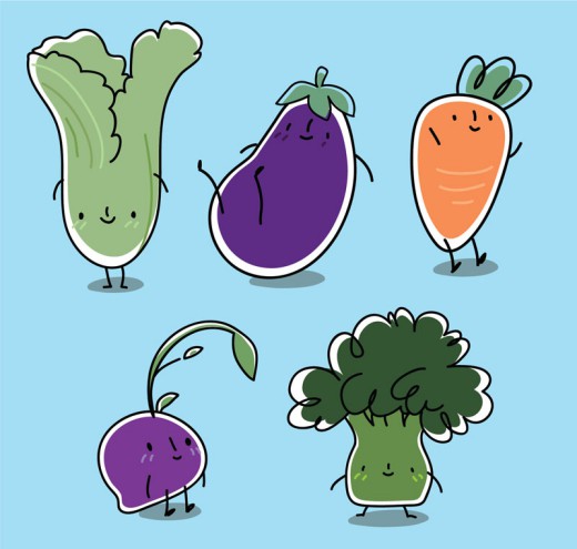 5款可爱卡通蔬菜设计矢量素材普贤居素材网精选