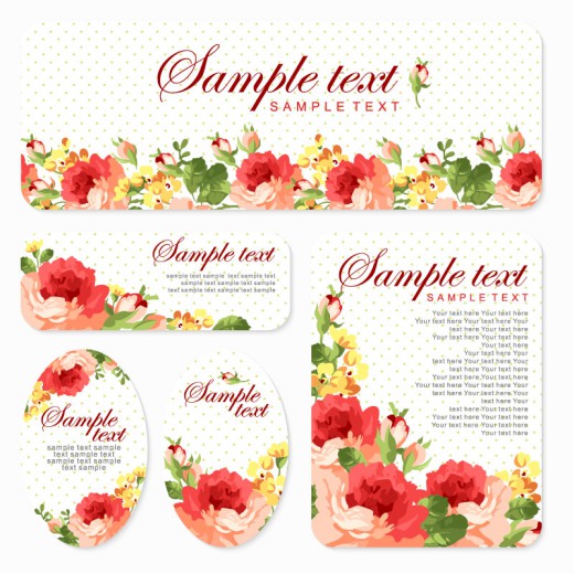 5款水彩玫瑰卡片设计矢量素材16图库网精选