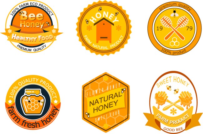 6款创意农场蜂蜜标签矢量素材16图库网精选