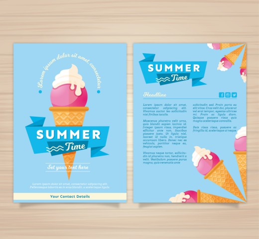 美味冰淇淋夏季度假宣传单矢量素材素材中国网精选