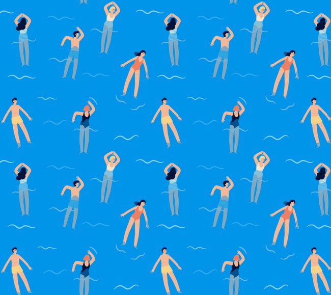 创意海中游泳人物无缝背景矢量图16素材网精选