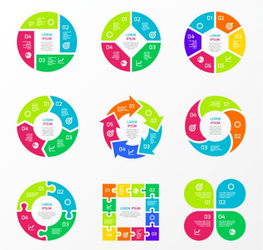 9款创意拼色商务信息图矢量图素材中国网精选