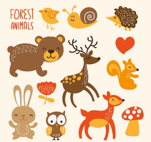 9款卡通森林动物矢量素材普贤居素