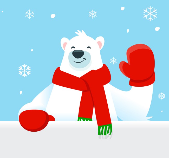 可爱打招呼的北极熊矢量素材16设计网精选