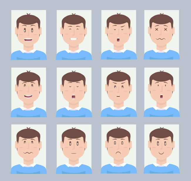 12创意男子表情头像矢量素材16设计网精选