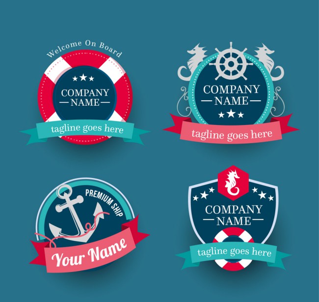 4款创意航海商务徽章矢量素材16图库网精选