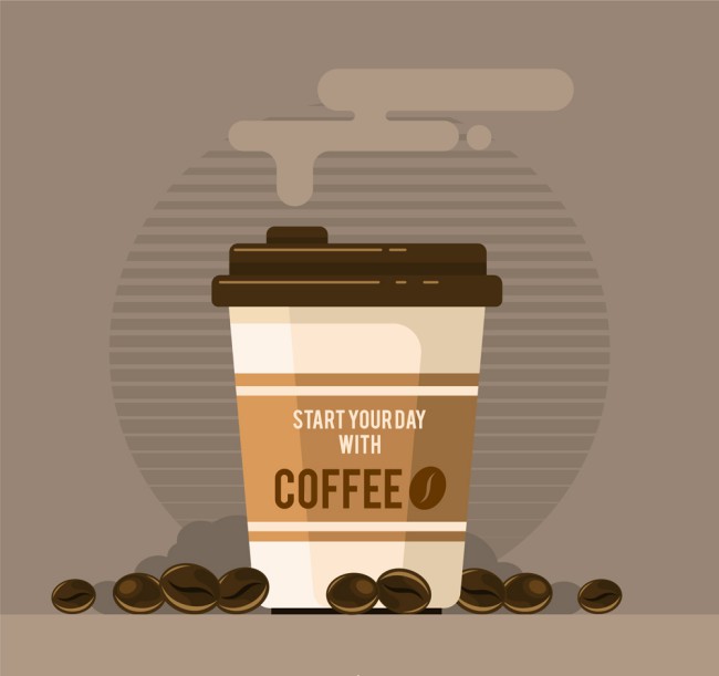 创意外卖咖啡和咖啡豆矢量素材普贤居素材网精选