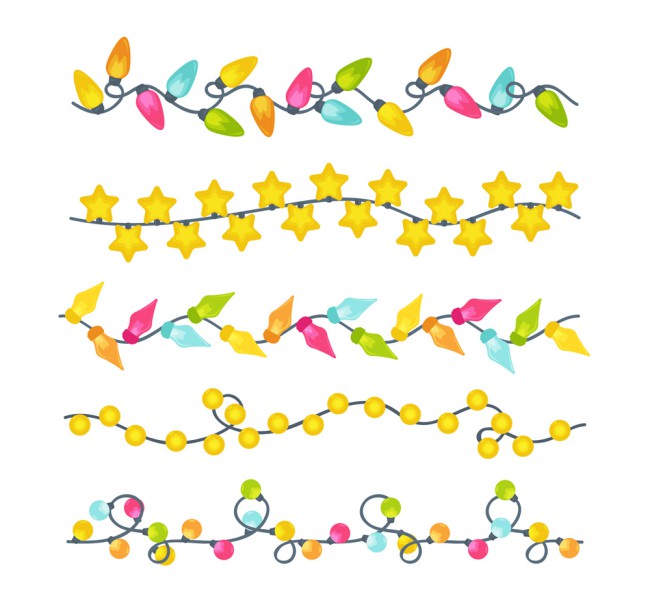 5款彩色节日彩灯串矢量素材16素材网精选