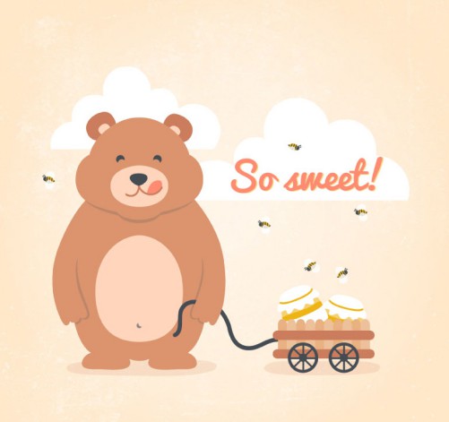 拉蜂蜜罐车的熊矢量素材素材中国网精选