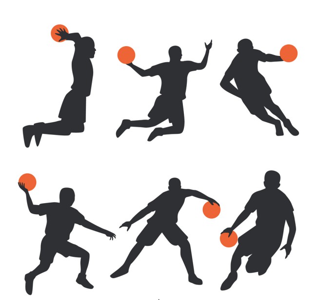 6款创意动感篮球男子剪影矢量图16设计网精选