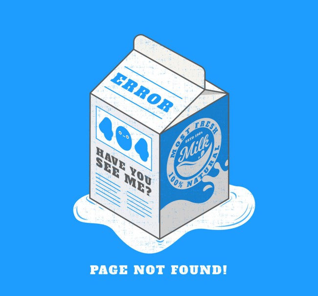 创意404错误页面漏掉的盒装牛奶矢量图普贤居素材网精选