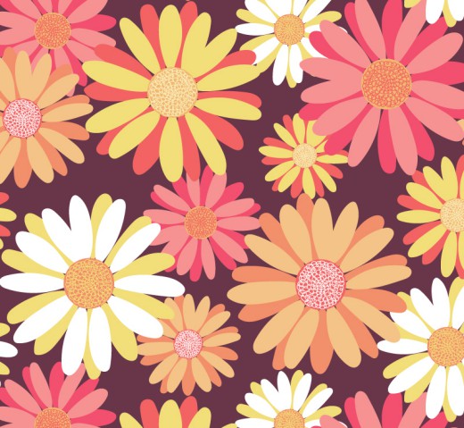 彩绘菊花无缝背景矢量素材16设计网精选