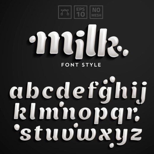 牛奶白艺术字设计矢量素材16素材网精选