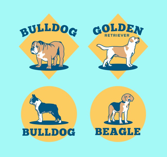 4款彩绘宠物狗标签矢量素材16设计网精选