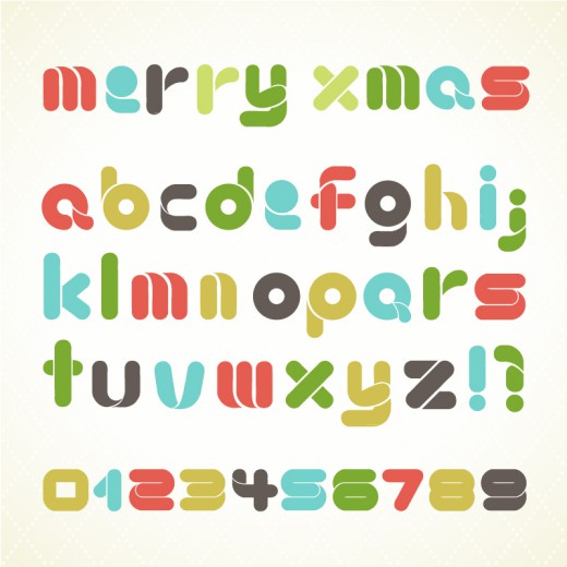 彩色圣诞字母和数字矢量素材16素材网精选