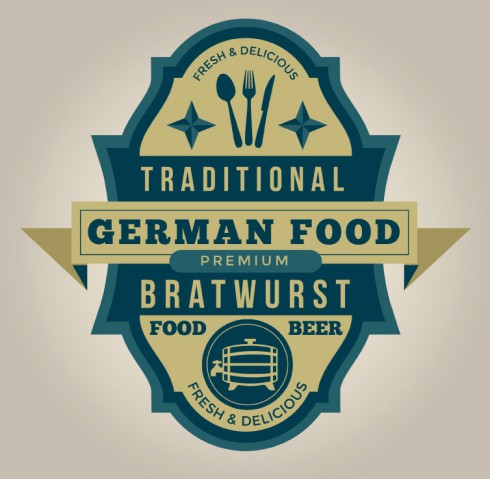 复古德国传统食品标签矢量素材素材