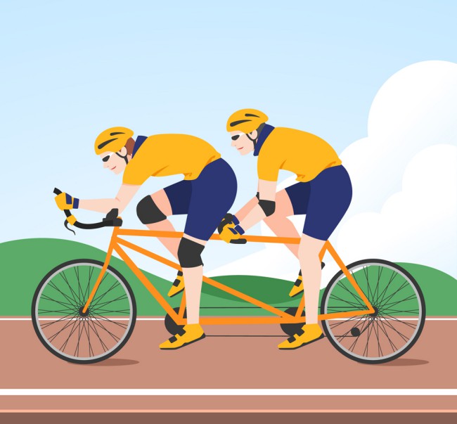 创意骑双人自行车的人物矢量图16图库网精选