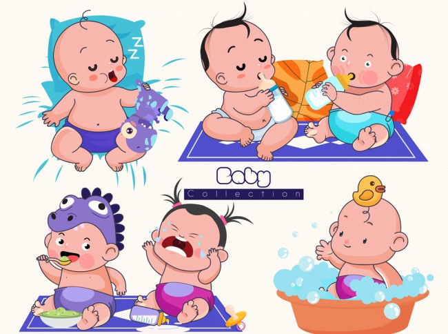 6款可爱玩耍婴儿设计矢量素材素材中国网精选