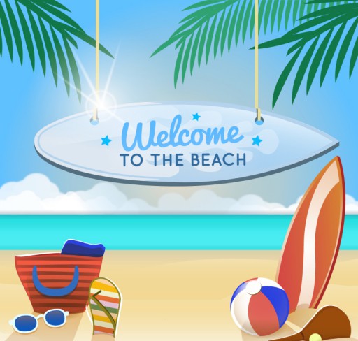 夏日沙滩度假海报矢量图16设计网精选