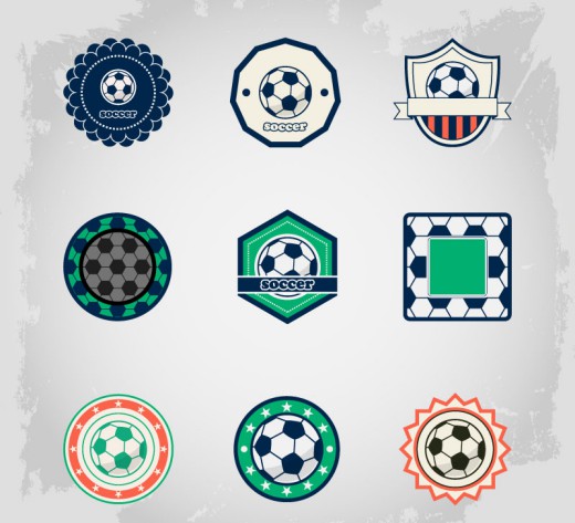 9款精致足球标签矢量素材素材中国