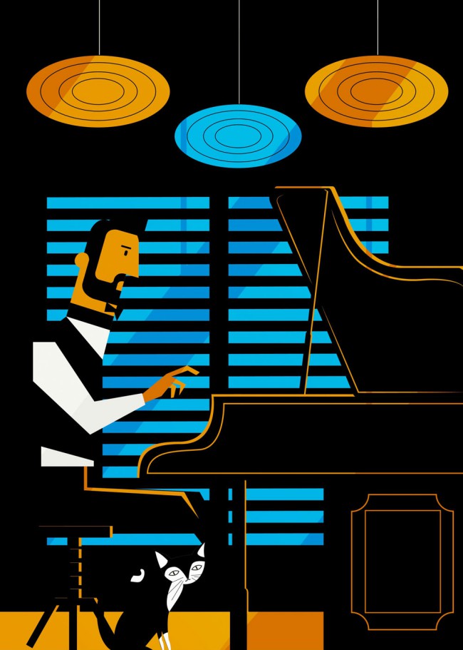 创意餐厅弹钢琴的男子矢量素材16素材网精选