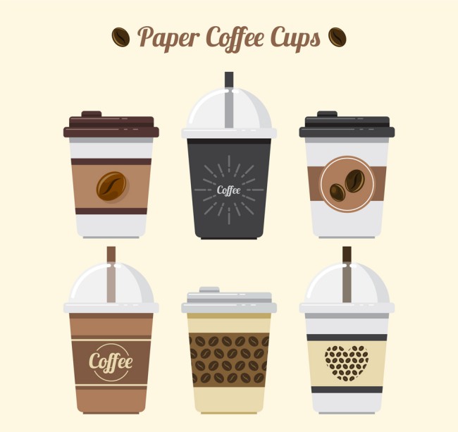 6款创意纸质外卖咖啡杯矢量素材16图库网精选