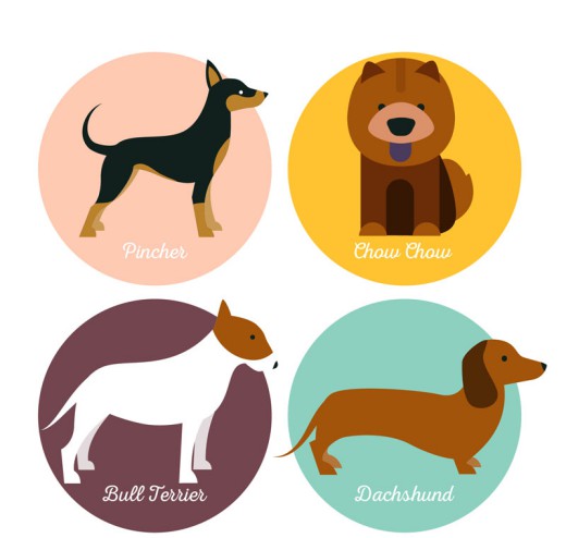 4款创意宠物狗标签矢量素材素材中国网精选
