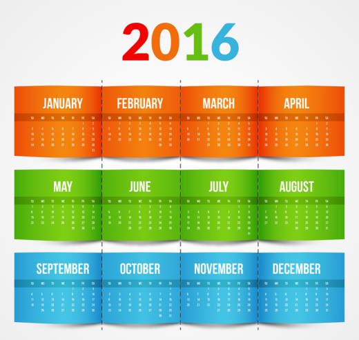 2016年彩色年历矢量图16设计网精选