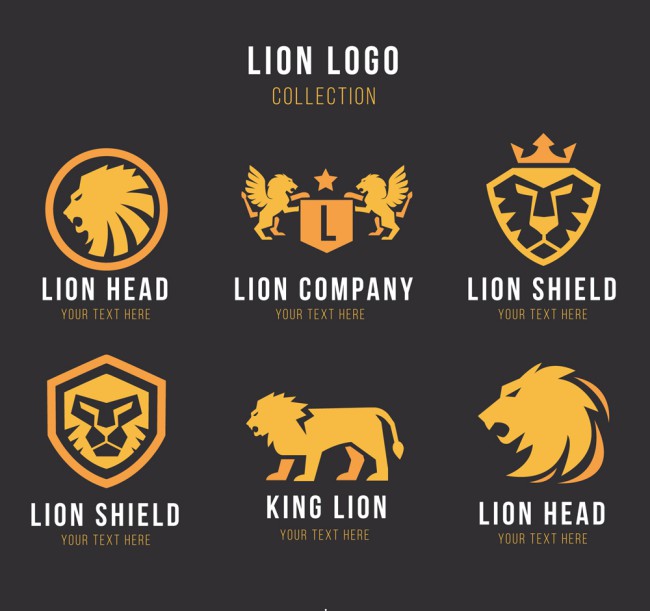 6款金色狮子标志矢量素材16素材网精选