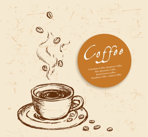 手绘美味咖啡矢量素材16图库网精选