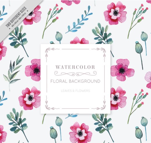 水彩绘粉色花朵背景矢量素材16设计