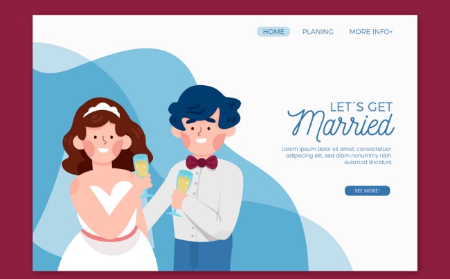 创意新人婚礼网站登陆界面矢量素材普贤居素材网精选