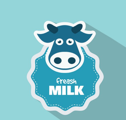 蓝色新鲜牛奶标签矢量素材16素材网精选