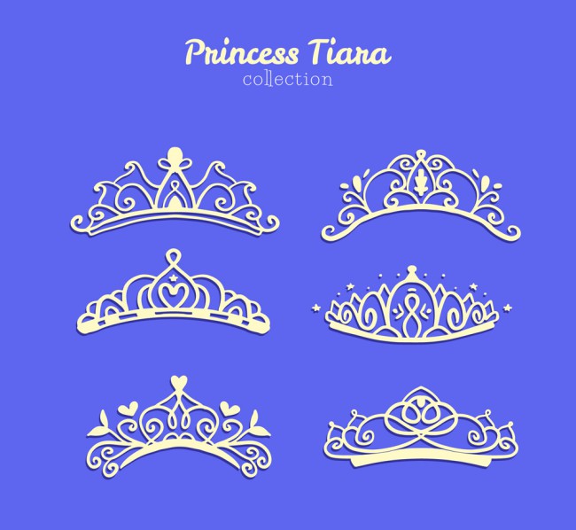 6款美丽公主王冠矢量素材普贤居素材网精选