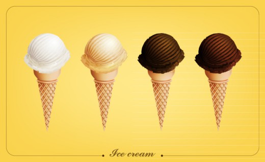 4支美味夏季甜筒冰淇淋矢量图普贤居素材网精选