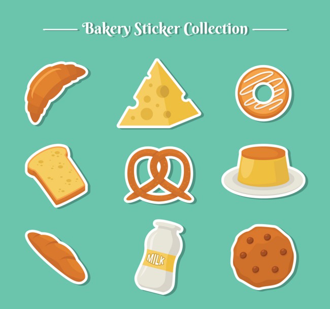 9款创意面包店食物标签矢量图素材中国网精选