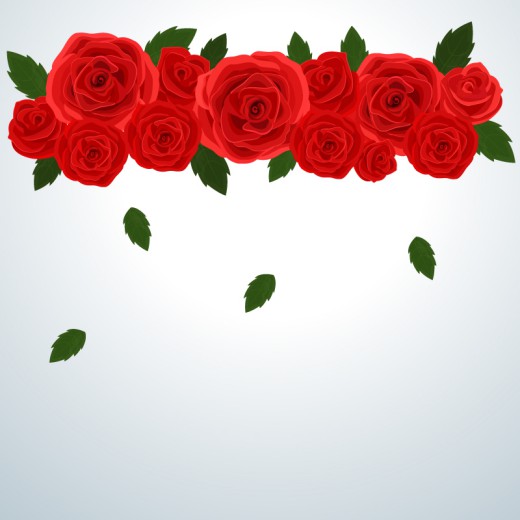 红色玫瑰花装饰背景矢量素材普贤居素材网精选