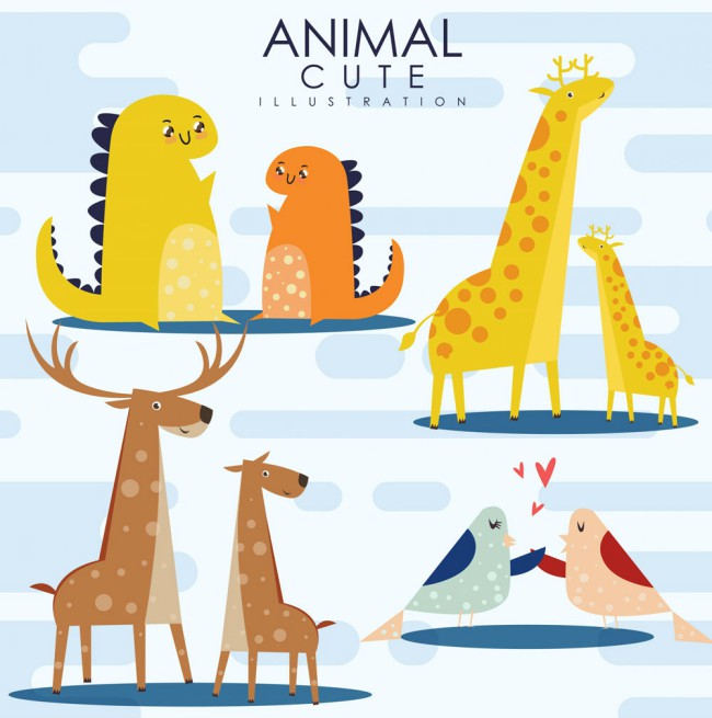 4对可爱动物设计矢量素材16图库网精选