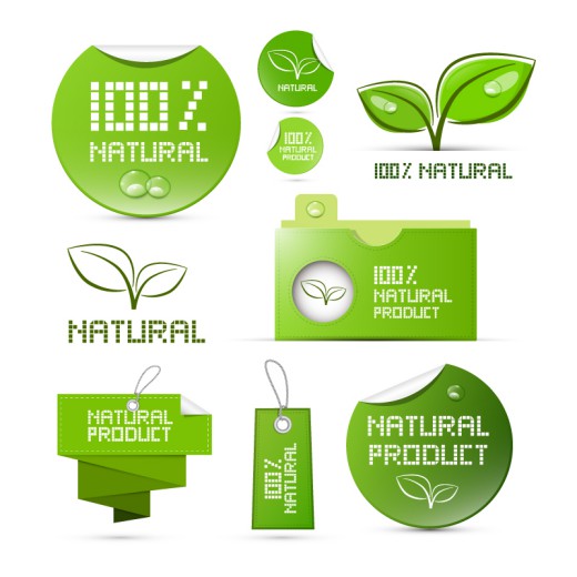 绿色天然产品标贴矢量素材普贤居素